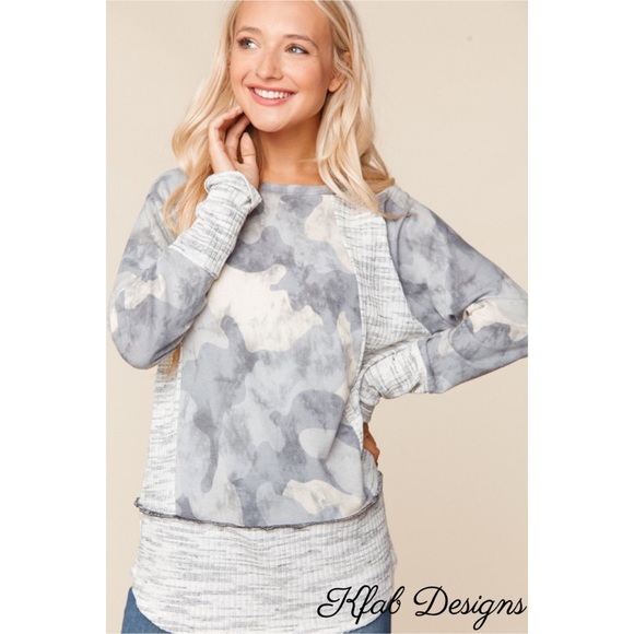 ❤️LAST 1! French Terry Soft Two Tone Camo Top! - Picture 7 of 8